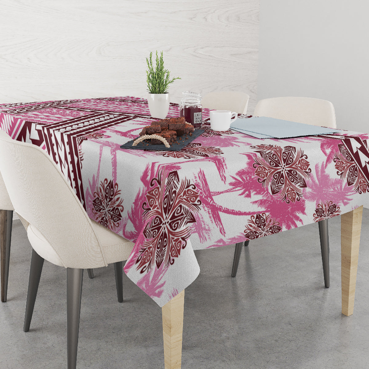 Hawaii Quilt Tablecloth Kakau Polynesian Pattern Mauve Pink Version LT01 - Polynesian Pride