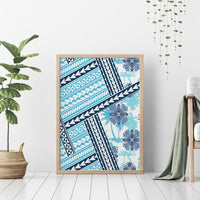 Hawaii Quilt Canvas Wall Art Kakau Polynesian Pattern Sky Blue Version LT01 - Polynesian Pride