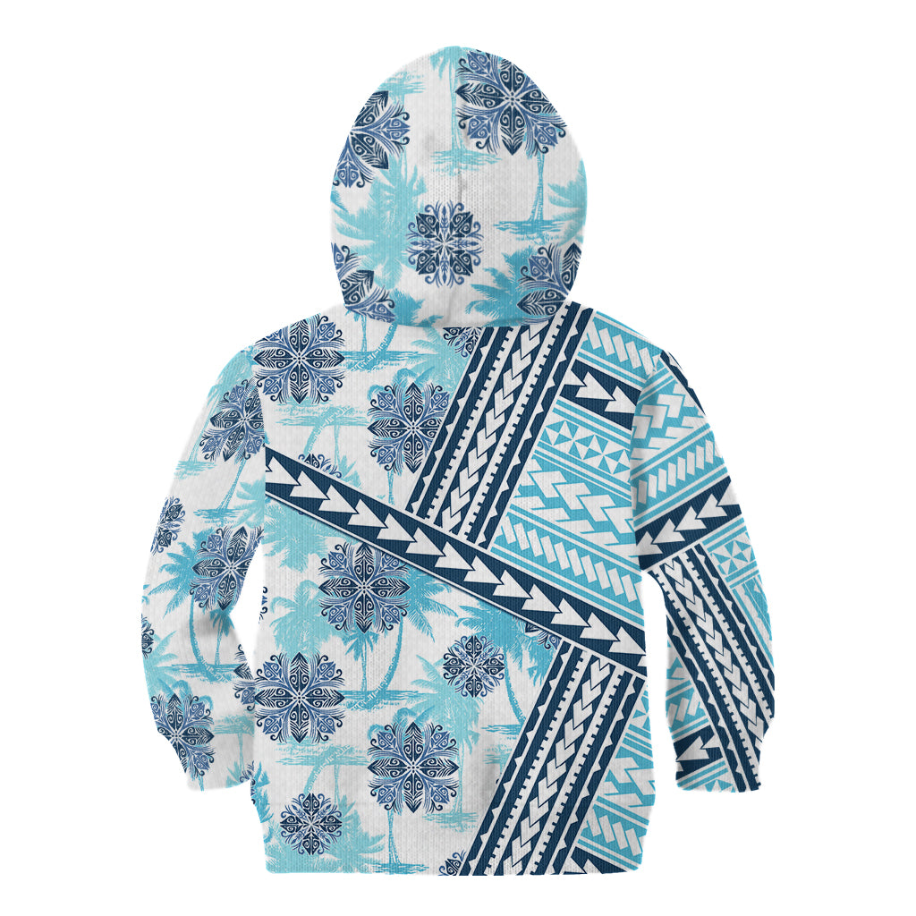 Hawaii Quilt Kid Hoodie Kakau Polynesian Pattern Sky Blue Version LT01 - Polynesian Pride