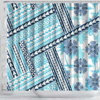 Hawaii Quilt Shower Curtain Kakau Polynesian Pattern Sky Blue Version LT01 - Polynesian Pride