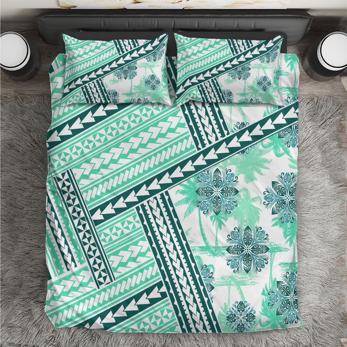 Hawaii Quilt Bedding Set Kakau Polynesian Pattern Teal Version LT01 Teal - Polynesian Pride