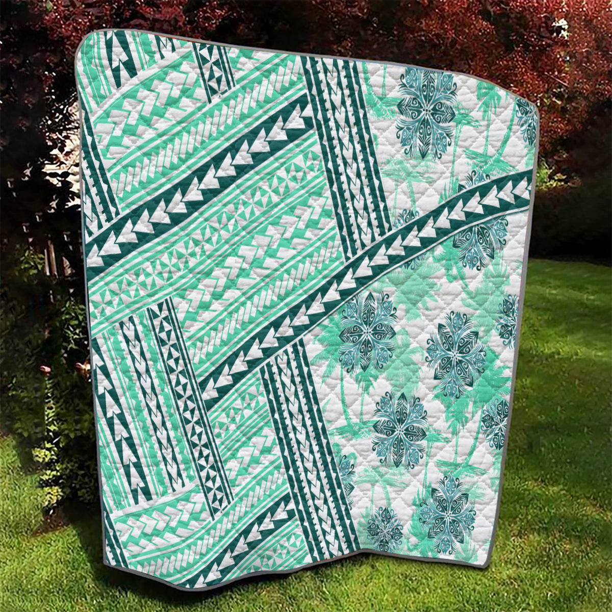 Hawaii Quilt Quilt Kakau Polynesian Pattern Teal Version LT01 - Polynesian Pride