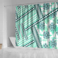 Hawaii Quilt Shower Curtain Kakau Polynesian Pattern Teal Version LT01 - Polynesian Pride