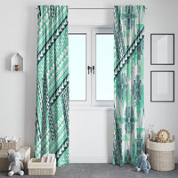 Hawaii Quilt Window Curtain Kakau Polynesian Pattern Teal Version LT01 - Polynesian Pride