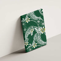 Polynesian Hawaiian Plumeria Tribal Pattern Canvas Wall Art Green Version