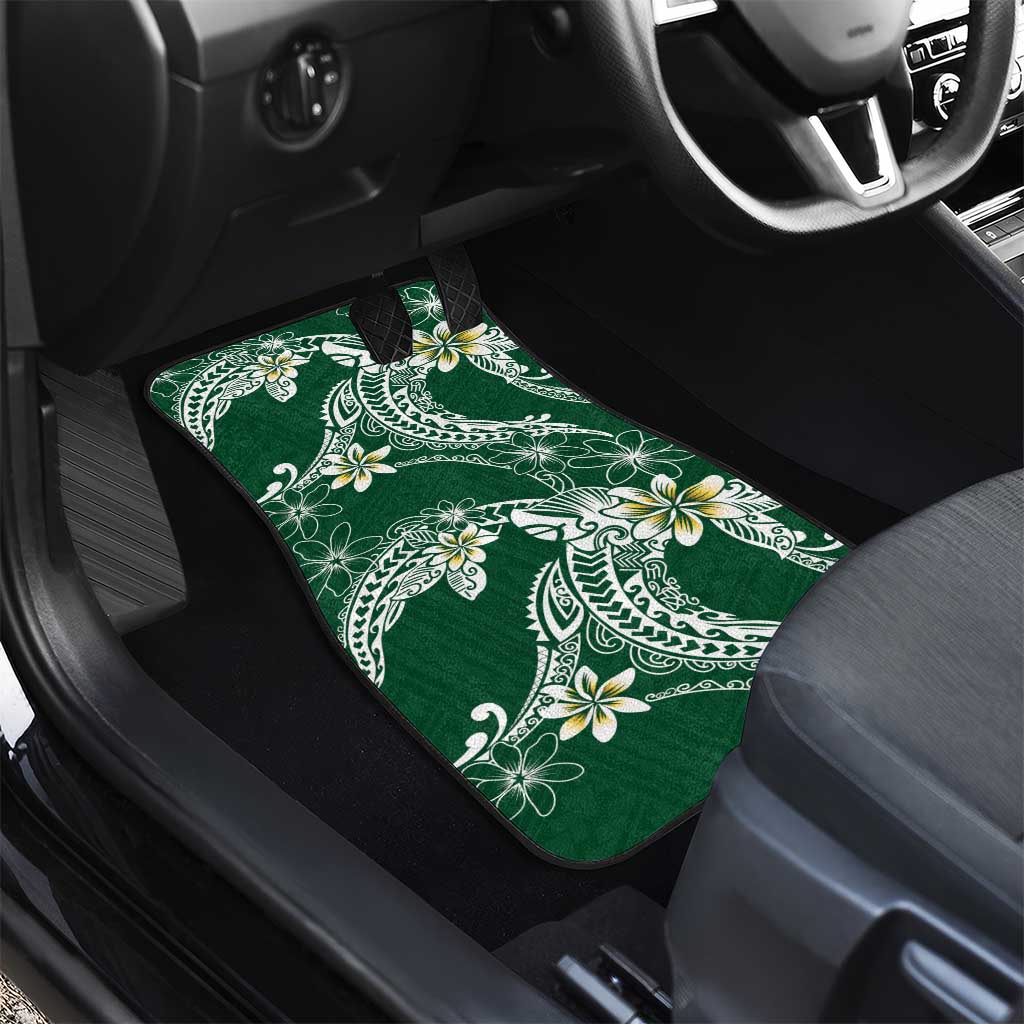 Polynesian Hawaiian Plumeria Tribal Pattern Car Mats Green Version