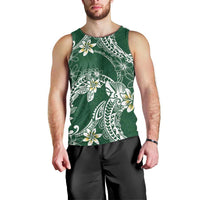 Polynesian Hawaiian Plumeria Tribal Pattern Men Tank Top Green Version