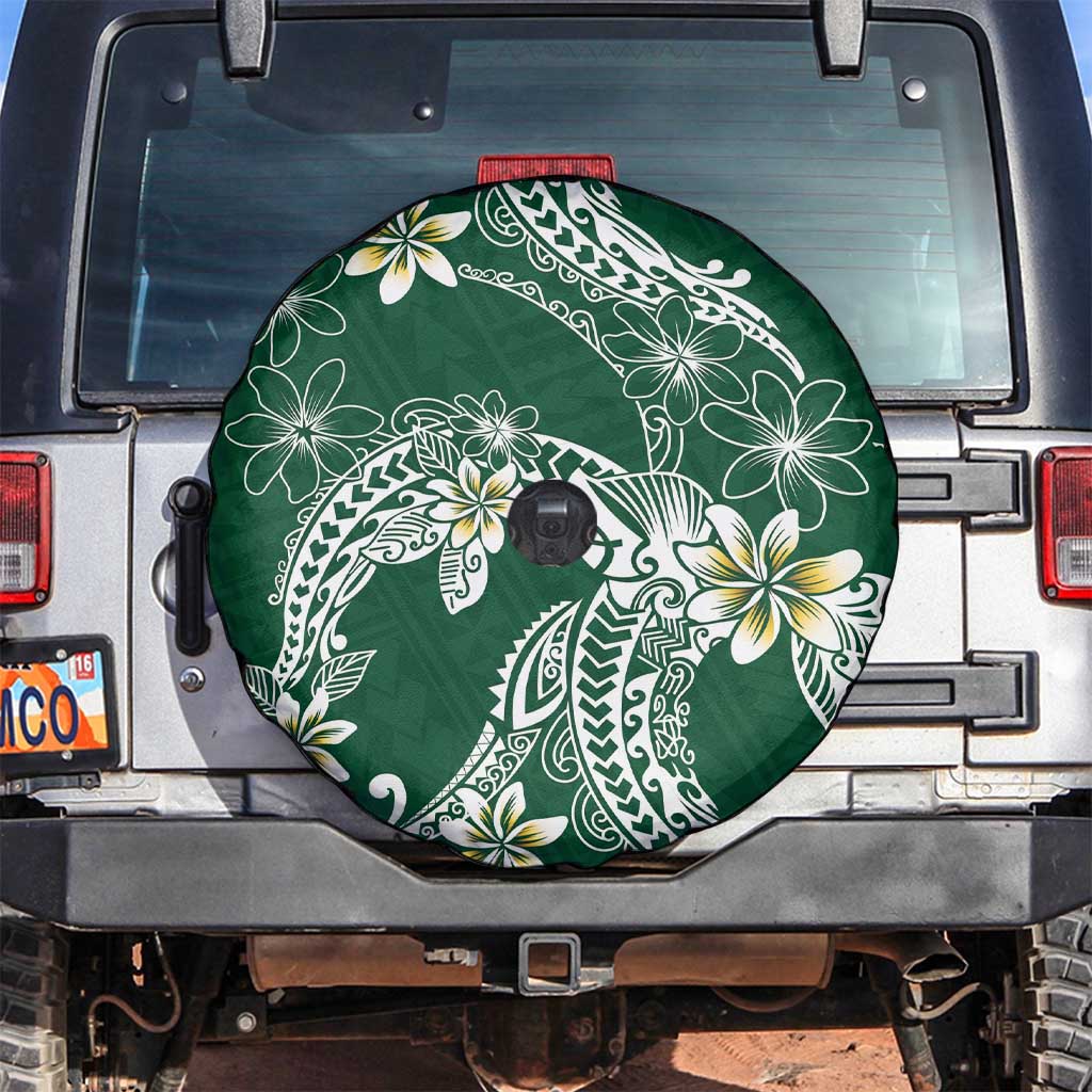 Polynesian Hawaiian Plumeria Tribal Pattern Spare Tire Cover Green Version