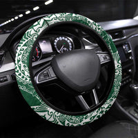 Polynesian Hawaiian Plumeria Tribal Pattern Steering Wheel Cover Green Version