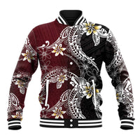 Polynesian Hawaiian Plumeria Tribal Pattern Baseball Jacket Special Wine Red Version