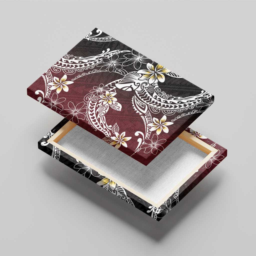 Polynesian Hawaiian Plumeria Tribal Pattern Canvas Wall Art Special Wine Red Version
