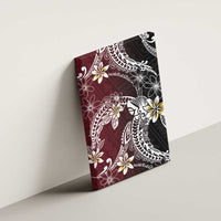 Polynesian Hawaiian Plumeria Tribal Pattern Canvas Wall Art Special Wine Red Version