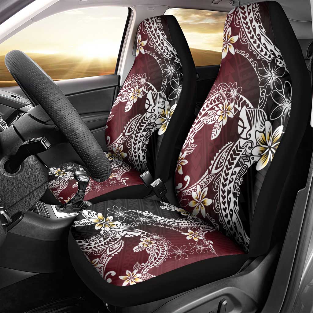 Polynesian Hawaiian Plumeria Tribal Pattern Car Seat Cover Special Wine Red Version