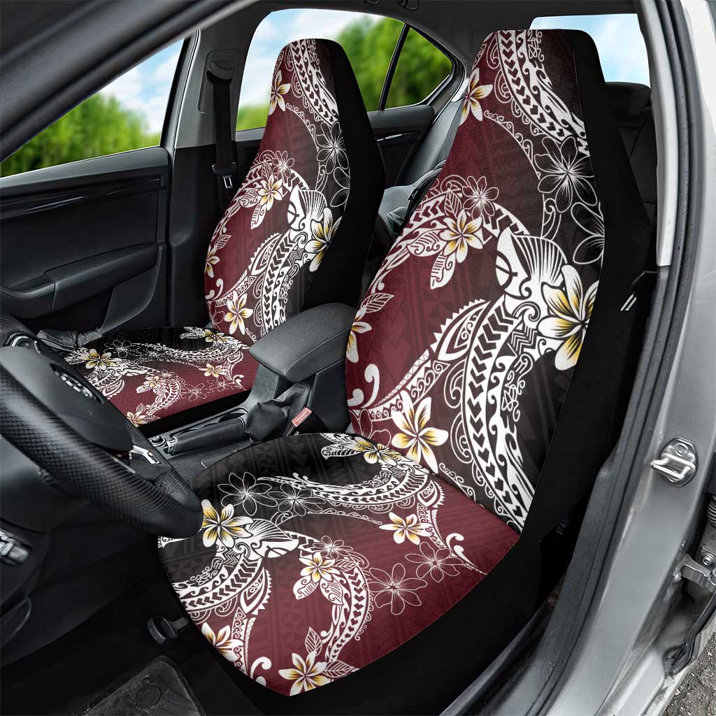 Polynesian Hawaiian Plumeria Tribal Pattern Car Seat Cover Special Wine Red Version
