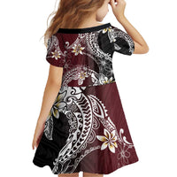 Polynesian Hawaiian Plumeria Tribal Pattern Family Matching Mermaid Dress and Hawaiian Shirt Special Wine Red Version