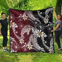 Polynesian Hawaiian Plumeria Tribal Pattern Quilt Special Wine Red Version