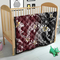 Polynesian Hawaiian Plumeria Tribal Pattern Quilt Special Wine Red Version