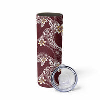 Polynesian Hawaiian Plumeria Tribal Pattern Skinny Tumbler Special Wine Red Version