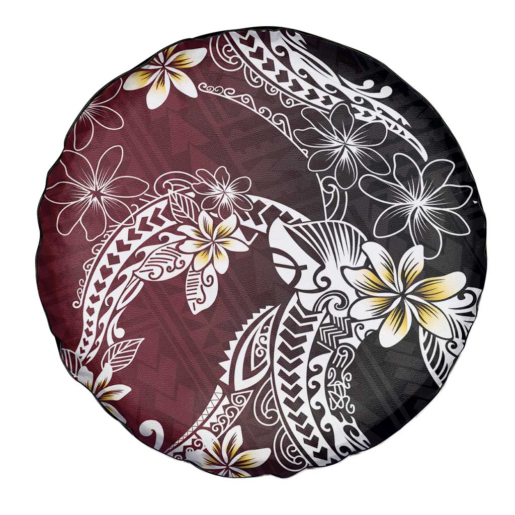 Polynesian Hawaiian Plumeria Tribal Pattern Spare Tire Cover Special Wine Red Version