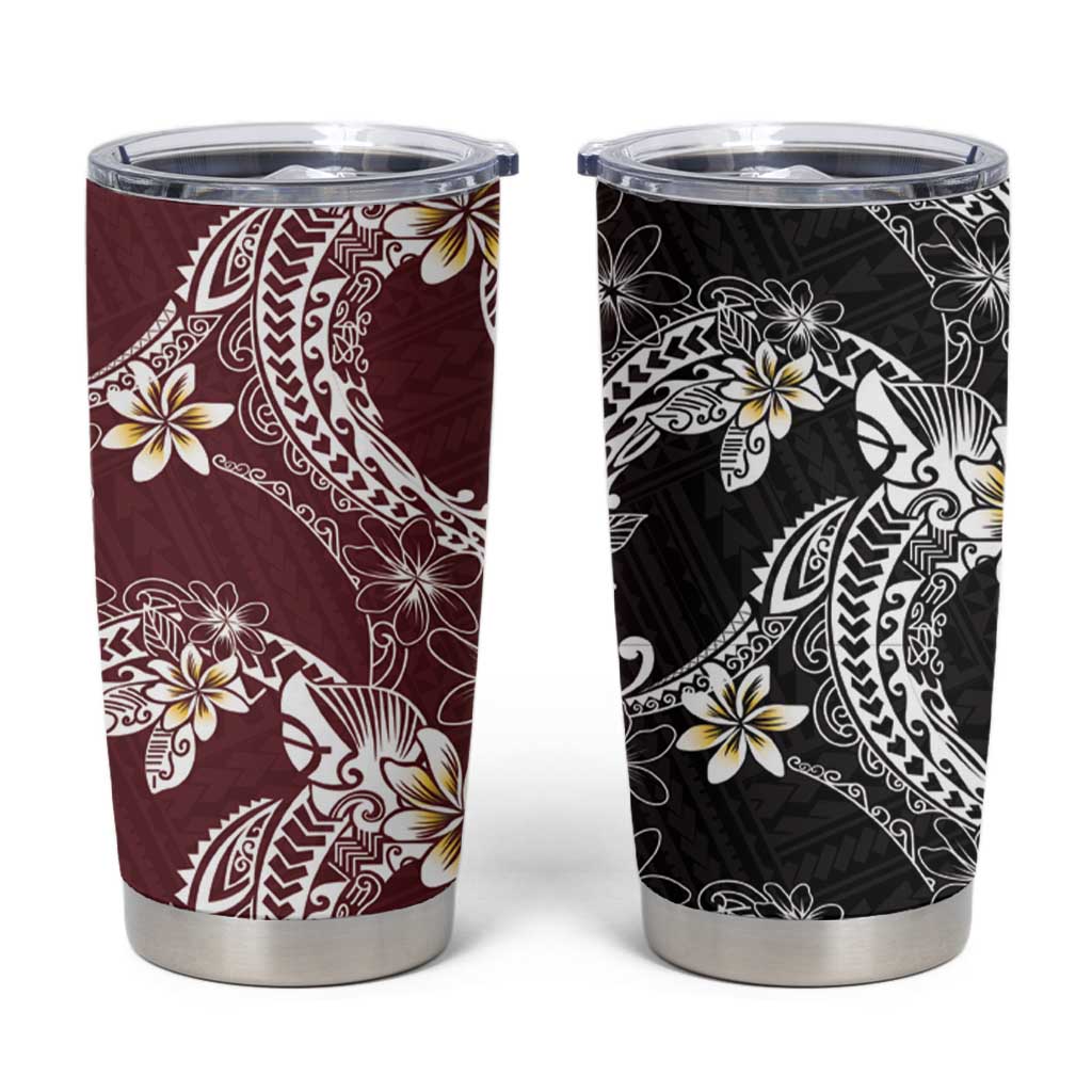 Polynesian Hawaiian Plumeria Tribal Pattern Tumbler Cup Special Wine Red Version