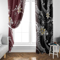 Polynesian Hawaiian Plumeria Tribal Pattern Window Curtain Special Wine Red Version
