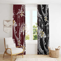 Polynesian Hawaiian Plumeria Tribal Pattern Window Curtain Special Wine Red Version