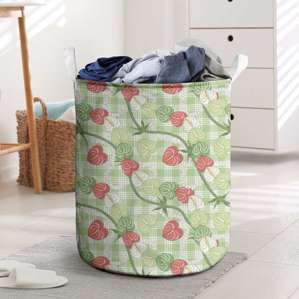 Anthurium Pikake Ti Leaf Palaka Laundry Basket Green Version
