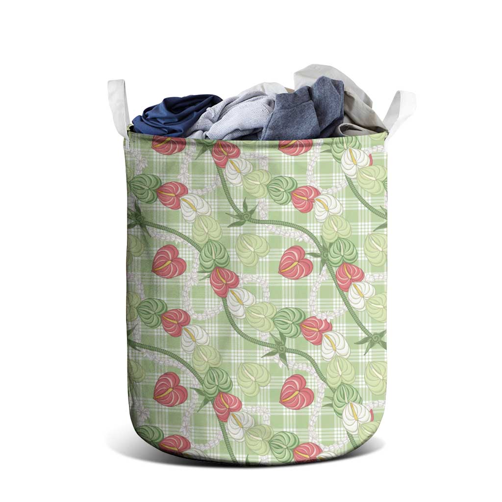 Anthurium Pikake Ti Leaf Palaka Laundry Basket Green Version