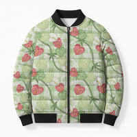 Anthurium Pikake Ti Leaf Palaka Bomber Puffer Jacket Green Version