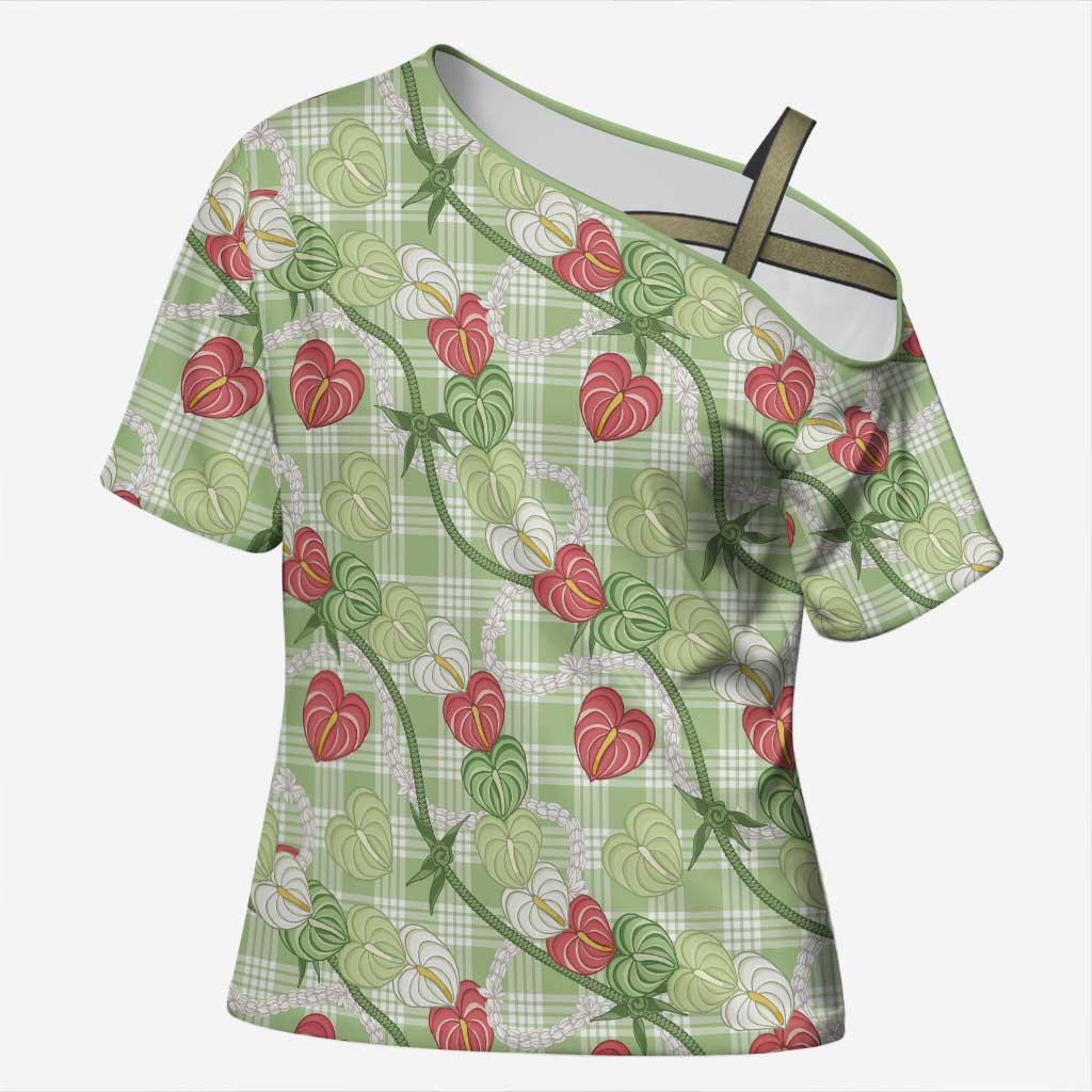 Anthurium Pikake Ti Leaf Palaka Cross Shoulder Shirt Green Version
