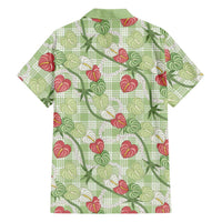 Anthurium Pikake Ti Leaf Palaka Family Matching Summer Maxi Dress and Hawaiian Shirt Green Version