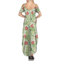 Anthurium Pikake Ti Leaf Palaka Family Matching Summer Maxi Dress and Hawaiian Shirt Green Version