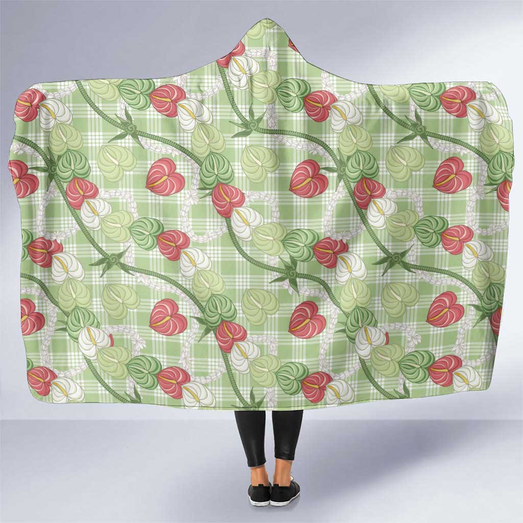 Anthurium Pikake Ti Leaf Palaka Hooded Blanket Green Version