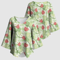 Anthurium Pikake Ti Leaf Palaka Kimono Sleeve Blouse Green Version