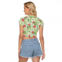 Anthurium Pikake Ti Leaf Palaka Raglan Cropped T Shirt Green Version