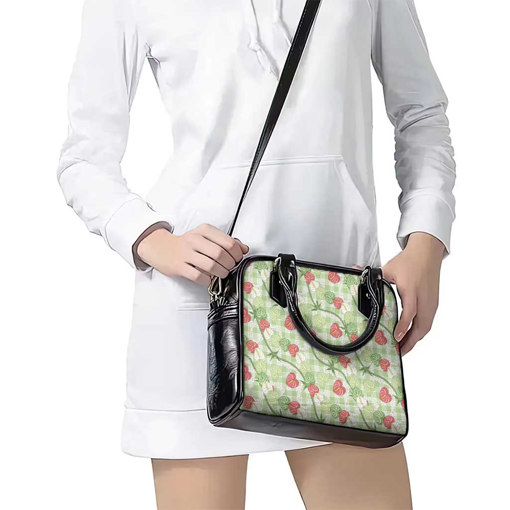 Anthurium Pikake Ti Leaf Palaka Shoulder Handbag Green Version