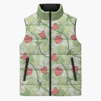 Anthurium Pikake Ti Leaf Palaka Sleeveless Puffer Jacket Green Version