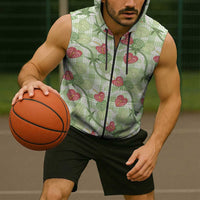 Anthurium Pikake Ti Leaf Palaka Sleeveless Zip Hoodie Green Version