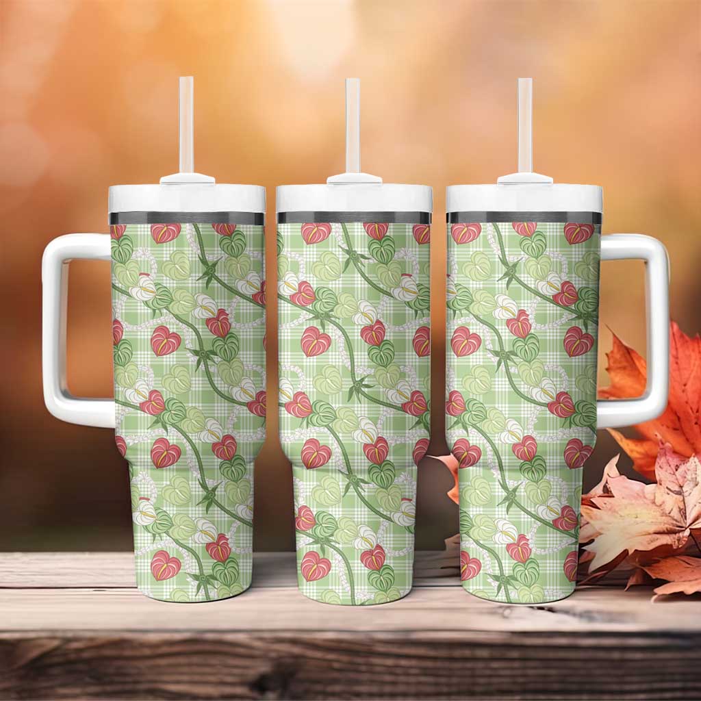 Anthurium Pikake Ti Leaf Palaka Tumbler With Handle Green Version