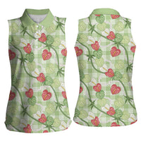Anthurium Pikake Ti Leaf Palaka Women Sleeveless Polo Shirt Green Version LT01 - Polynesian Pride
