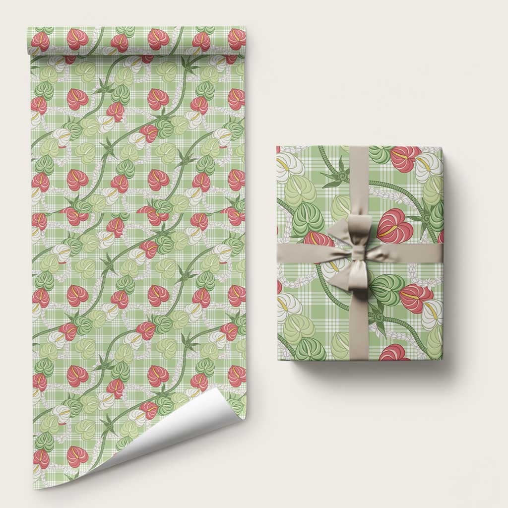 Anthurium Pikake Ti Leaf Palaka Wrapping Paper Green Version