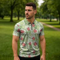 Anthurium Pikake Ti Leaf Palaka Zipper Polo Shirt Green Version