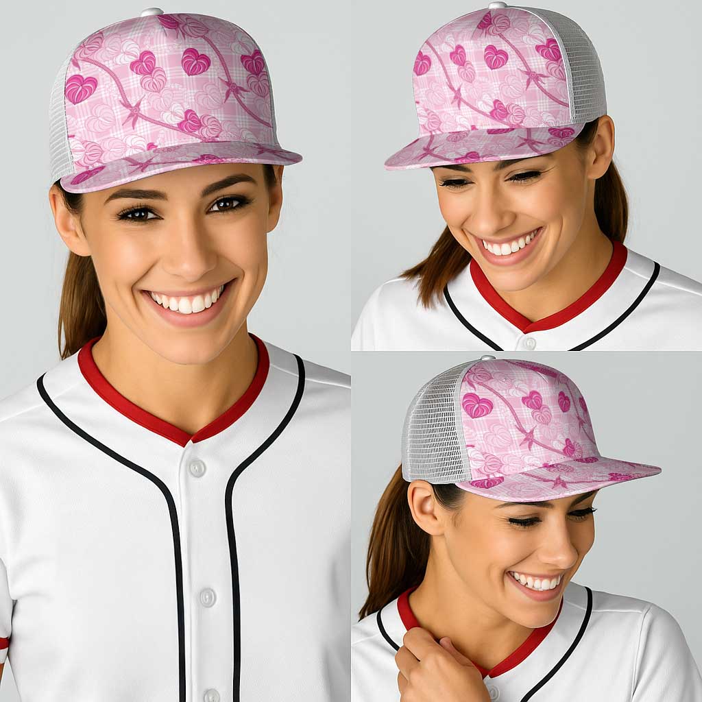 Anthurium Pikake Ti Leaf Palaka Baseball Net Cap Pink Version