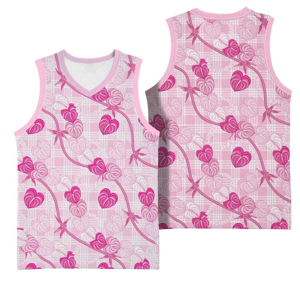 Anthurium Pikake Ti Leaf Palaka Basketball Jersey Pink Version