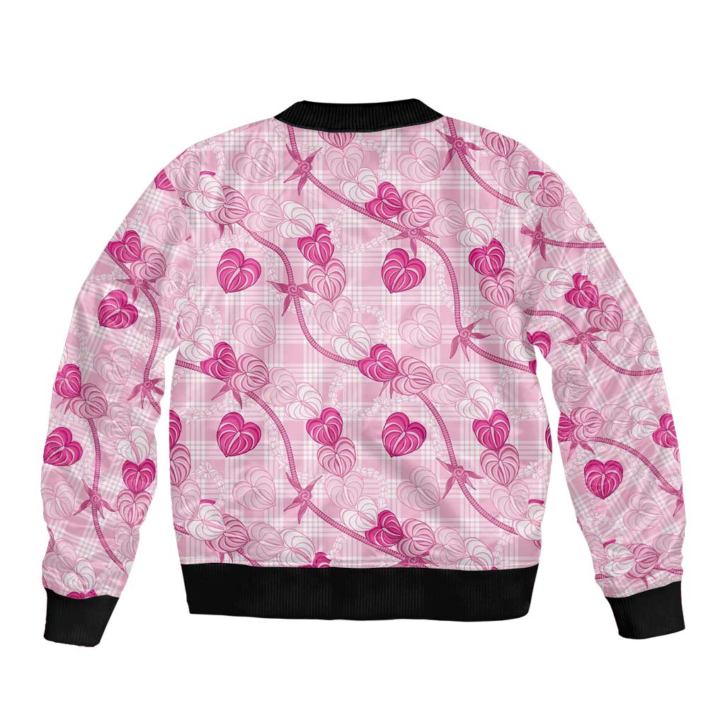 Anthurium Pikake Ti Leaf Palaka Bomber Jacket Pink Version