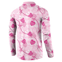 Anthurium Pikake Ti Leaf Palaka Button Sweatshirt Pink Version