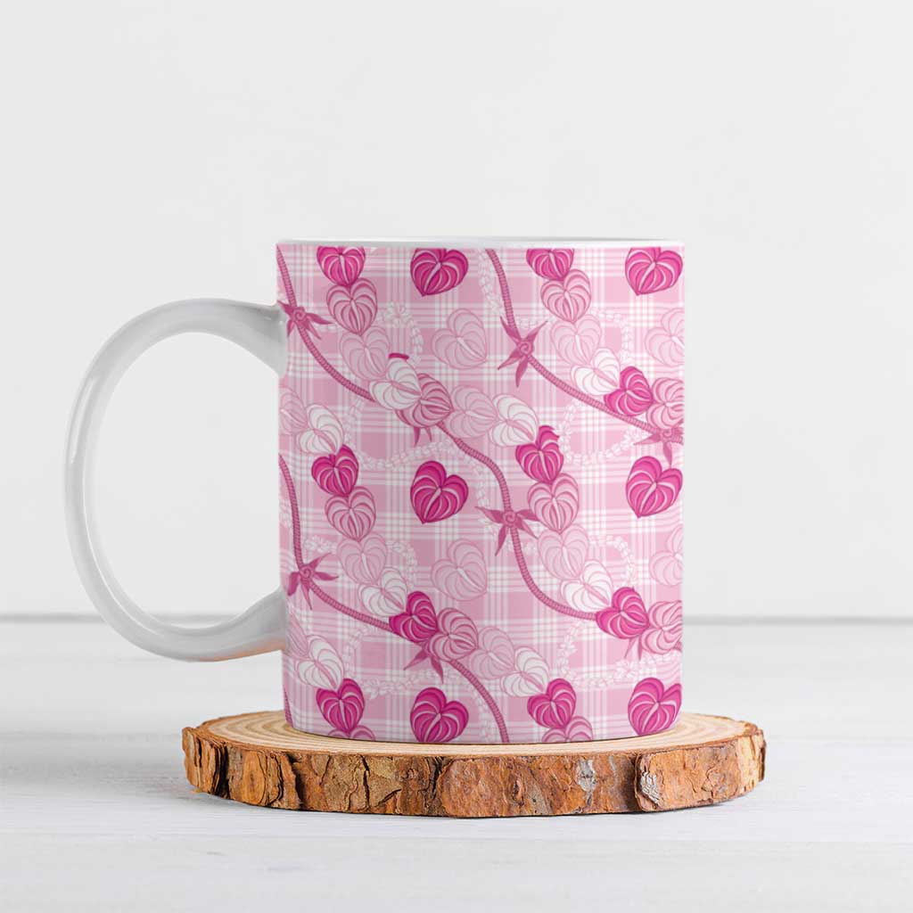 Anthurium Pikake Ti Leaf Palaka Ceramic Mug Pink Version