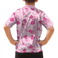 Anthurium Pikake Ti Leaf Palaka Family Matching Mermaid Dress and Hawaiian Shirt Pink Version