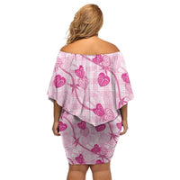 Anthurium Pikake Ti Leaf Palaka Family Matching Off Shoulder Short Dress and Hawaiian Shirt Pink Version
