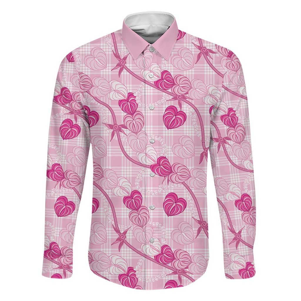 Anthurium Pikake Ti Leaf Palaka Family Matching Short Sleeve Bodycon Dress and Hawaiian Shirt Pink Version